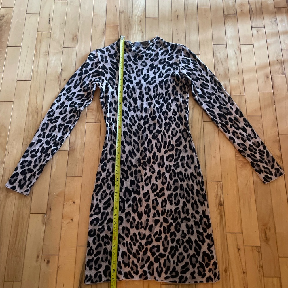 GB girls Leopard Print Long Sleeve Bodycon Dress - Black & Cream